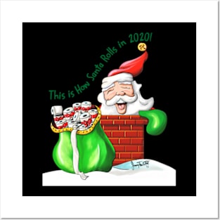 Santa Claus with Essential Toilet Paper Gift V1 Posters and Art